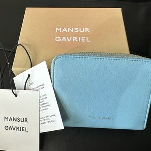 Authentic Mansur Gavriel compact zip case wallet in baby blue
